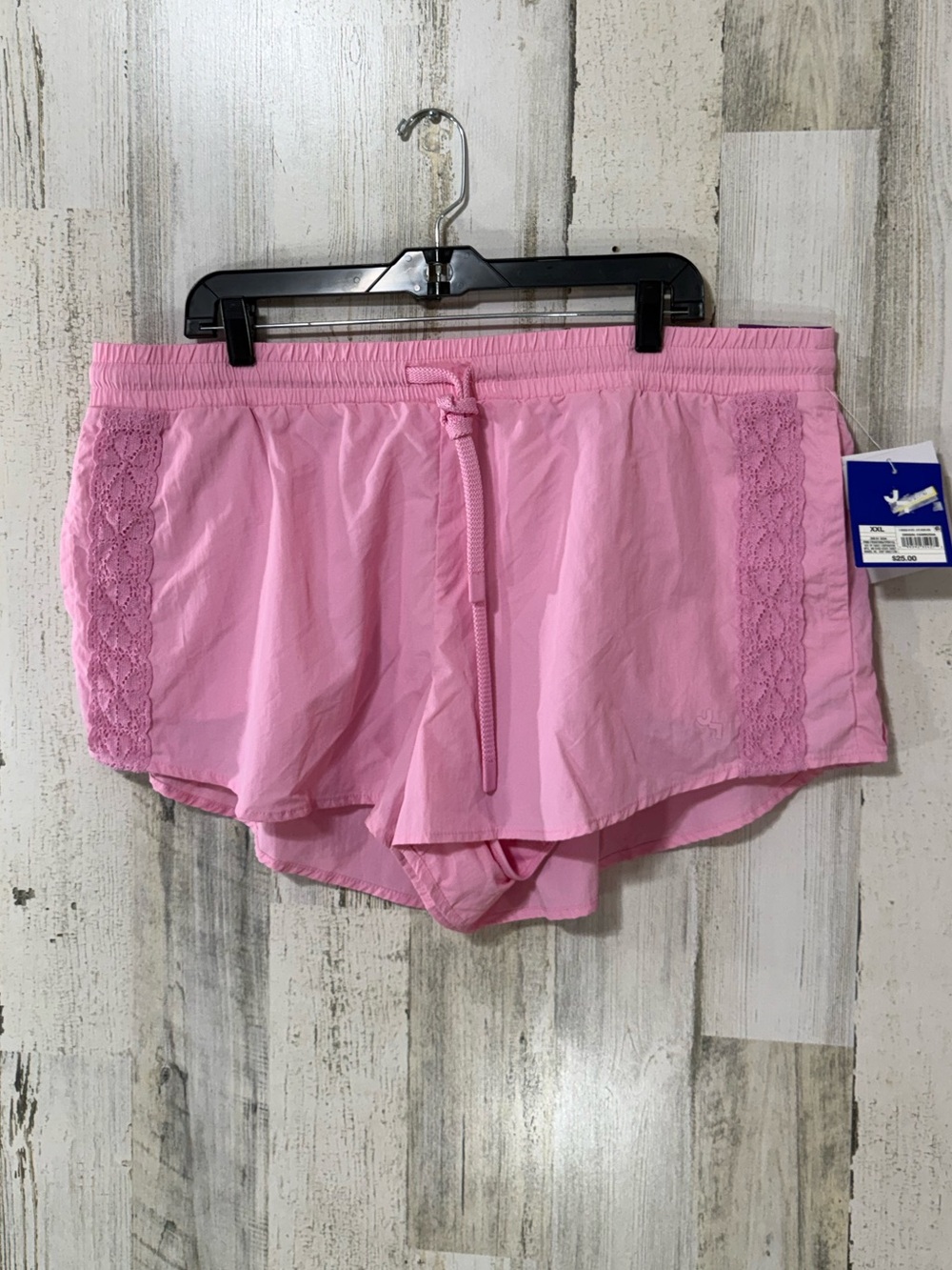 JoyLab Pink Lace-Trim Running Athletic Shorts with Built In Briefs
